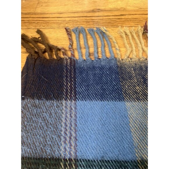 LL Bean Vintage Classic Light Blue Purple Plaid Soft Wool Throw Blanket ~49 x 51 - Picture 4 of 13